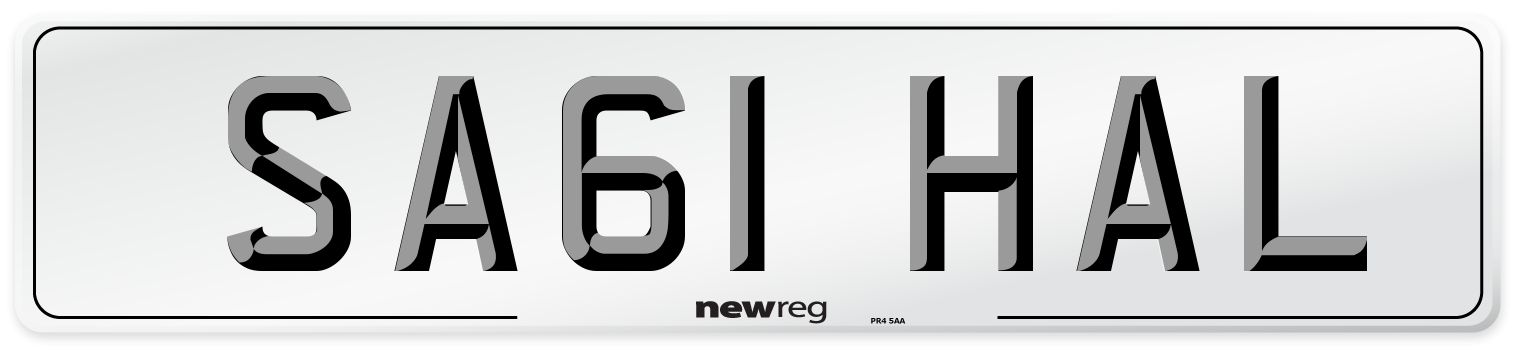 SA61 HAL Number Plate from New Reg
